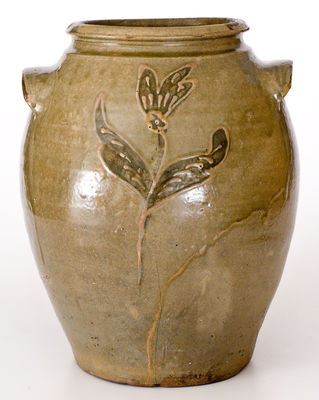 5 Gal. attrib. Collin Rhodes, Edgefield District, SC Stoneware Jar w/ Two-Color Slip Decoration