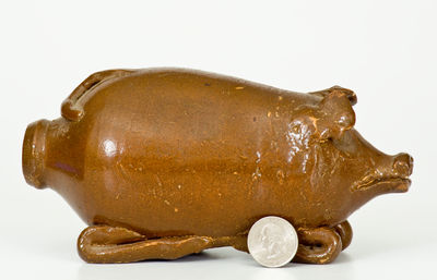 Glazed Southern Stoneware Pig Flask