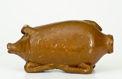 Glazed Southern Stoneware Pig Flask
