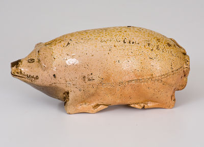 Rare Salt-Glazed Stoneware Railroad Pig Flask, possibly Texarkana Pottery (Arkansas)