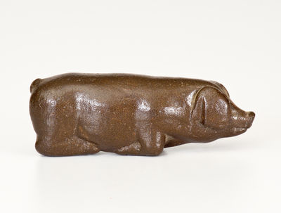 Miniature Glazed Stoneware Pig Bottle, Midwestern U.S., late 19th century.