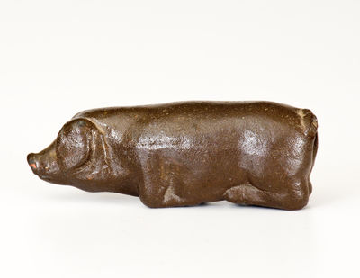 Miniature Glazed Stoneware Pig Bottle, Midwestern U.S., late 19th century.