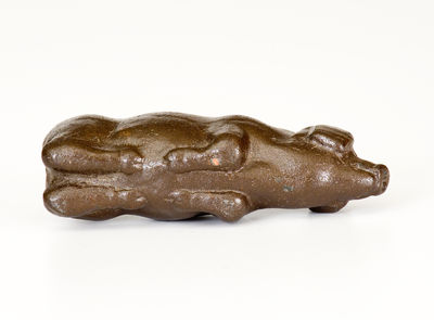 Miniature Glazed Stoneware Pig Bottle, Midwestern U.S., late 19th century.