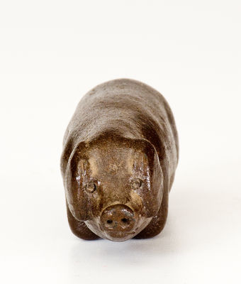 Miniature Glazed Stoneware Pig Bottle, Midwestern U.S., late 19th century.
