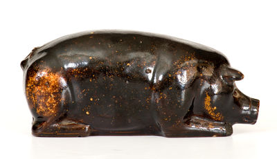 Glazed Midwestern Stoneware Pig Flask, late 19th century