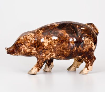 Rare Large-Sized BIELER'S RONNY CLUB Rockingham Pig Bottle