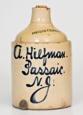 Half-Gallon Passaic, NJ Stoneware Advertising Jug (Fulper, Flemington, New Jersey)