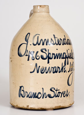 Scarce Two-Gallon Newark, NJ Advertising Jug, attrib. Fulper Pottery, Flemington