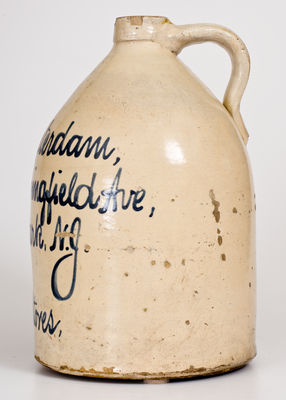 Scarce Two-Gallon Newark, NJ Advertising Jug, attrib. Fulper Pottery, Flemington