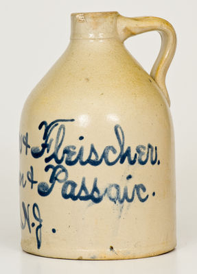 Scarce Half-Gallon Paterson & Passaic, NJ Stoneware Advertising Jug, attrib. Fulper