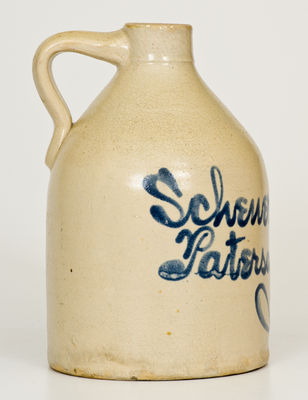 Scarce Half-Gallon Paterson & Passaic, NJ Stoneware Advertising Jug, attrib. Fulper