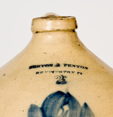 Two-Gallon NORTON & FENTON / BENNINGTON VT Stoneware Jug, circa 1843-1847