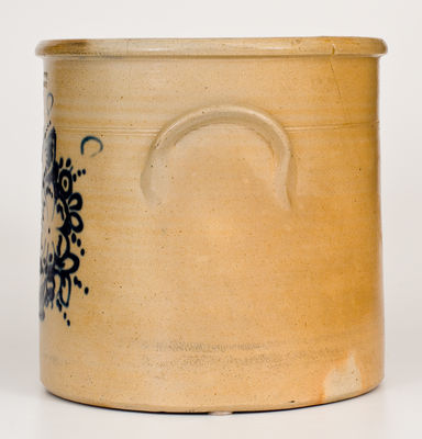 Four-Gallon J. & E. NORTON / BENNINGTON, VT Stoneware Crock w/ Cobalt Flower Basket