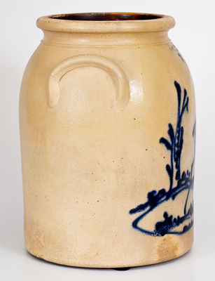 Rare Three-Gallon J. & E. NORTON / BENNINGTON, VT Stoneware Jar w/ Elaborate Cobalt Deer Scene