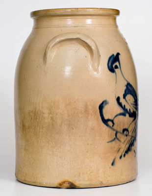 Rare Six-Gallon Williamsburg (Brooklyn), NY Stoneware Advertising Jar with Double-Bird Decoration