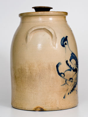 Rare Six-Gallon Williamsburg (Brooklyn), NY Stoneware Advertising Jar with Double-Bird Decoration