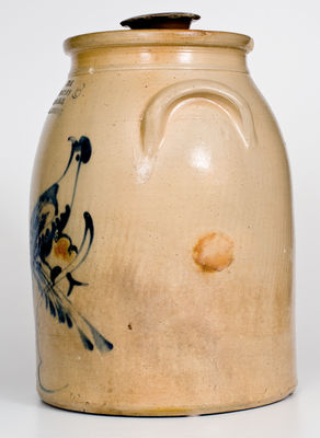 Rare Six-Gallon Williamsburg (Brooklyn), NY Stoneware Advertising Jar with Double-Bird Decoration