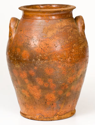 Rare Southern Glazed Redware Jar, NC or Southwestern VA origin