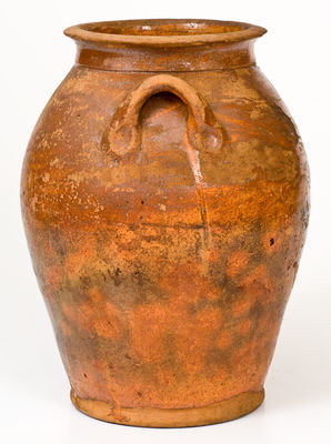 Rare Southern Glazed Redware Jar, NC or Southwestern VA origin