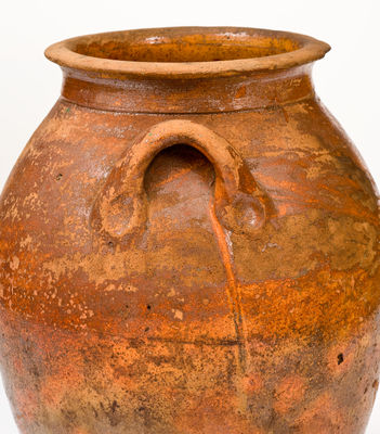 Rare Southern Glazed Redware Jar, NC or Southwestern VA origin