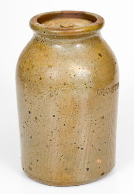 Rare CRANSTON Salt-Glazed Stoneware Lidded Jar (Denton County, Texas)