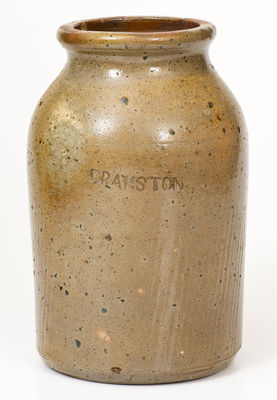 Rare CRANSTON Salt-Glazed Stoneware Lidded Jar (Denton County, Texas)