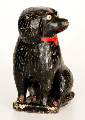 Exceptional Cold-Painted Stoneware Spaniel Doorstop, attrib. Bagnall Pottery, Newcomerstown, Ohio