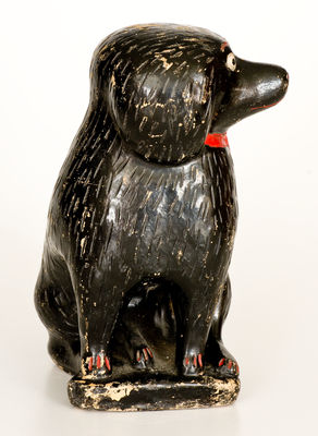 Exceptional Cold-Painted Stoneware Spaniel Doorstop, attrib. Bagnall Pottery, Newcomerstown, Ohio