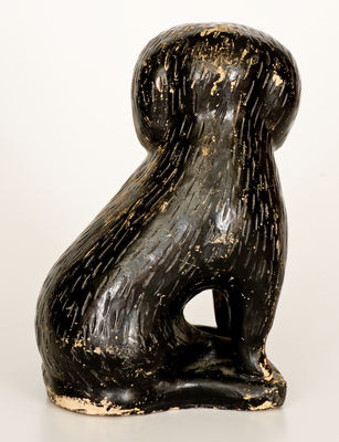 Exceptional Cold-Painted Stoneware Spaniel Doorstop, attrib. Bagnall Pottery, Newcomerstown, Ohio
