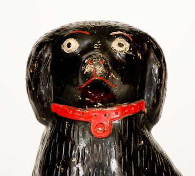 Exceptional Cold-Painted Stoneware Spaniel Doorstop, attrib. Bagnall Pottery, Newcomerstown, Ohio