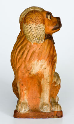 Rare and Fine Large-Sized Ohio Stoneware Spaniel Doorstop w/ Two-Color Slip Decoration