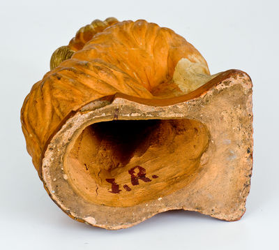 Rare and Fine Large-Sized Ohio Stoneware Spaniel Doorstop w/ Two-Color Slip Decoration