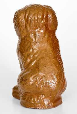 Glazed Sewer Tile Spaniel Doorstop, Signed "E.R.," OH origin, first half 20th century