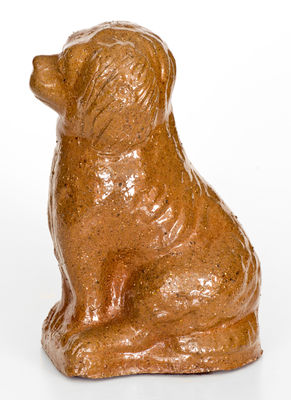 Glazed Sewer Tile Spaniel Doorstop, Signed "E.R.," OH origin, first half 20th century