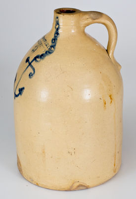 Rare S.B. BOSWORTH / HARTFORD, CT Two-Gallon Stoneware Jug w/ Cobalt Anchor Decoration