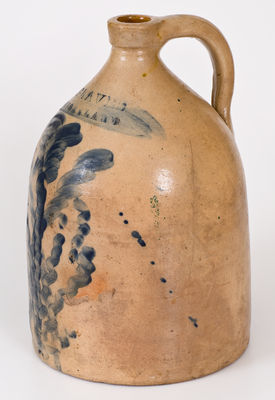 D.W. GRAVES / WESTMORELAND, New York Stoneware Jug w/ Elaborate Cobalt Decoration