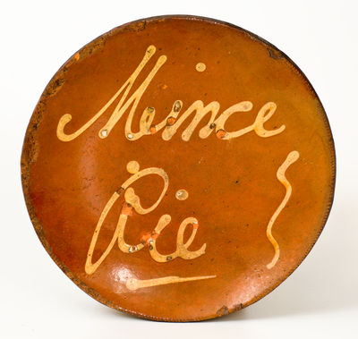 Slip-Decorated Redware "Mince Pie" Plate, Smith Pottery, Norwalk, CT