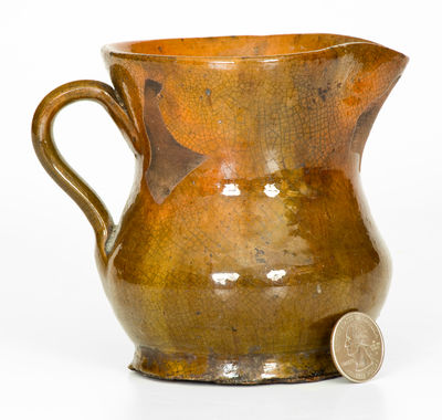 Small Glazed Redware Pitcher, American, 19th century