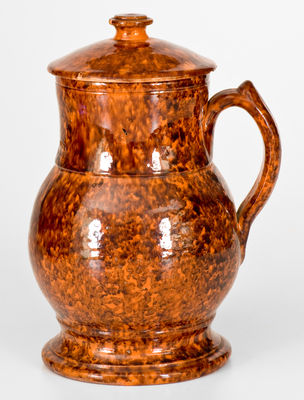 Large-Sized JOHN BELL / WAYNESBORO Lidded Redware Ale Mug