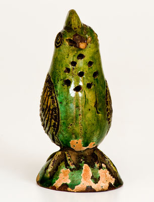 Scarce Moravian Copper-Glazed Redware Chicken Caster, Salem, NC