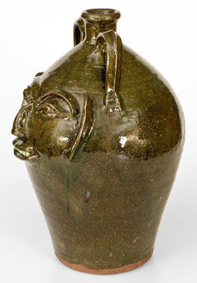 Large-Sized B.B. CRAIG / VALE, N.C Alkaline-Glazed Stoneware Face Jug