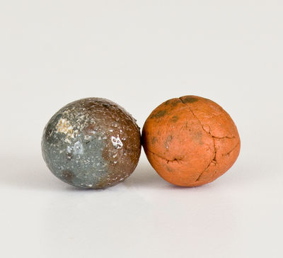 Two Rare Stoneware Marbles Excavated at Henry Glazier Home, Huntingdon, PA
