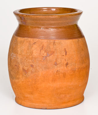 Scarce JOHN M SAFFORD (Monmouth, Maine) Redware Jar