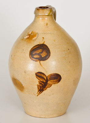 One-Gallon L. NORTON & SON (Bennington, VT) Stoneware Jug w/ Ochre Floral Decoration