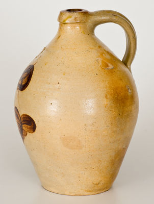 One-Gallon L. NORTON & SON (Bennington, VT) Stoneware Jug w/ Ochre Floral Decoration