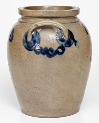 One-Gallon Philadelphia, PA Stoneware Jar w/ Cobalt Floral Decoration