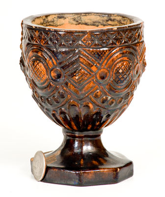 Exceedingly Rare and Important Redware Flowerpot attib. Heinrich Schaffner, Salem, NC