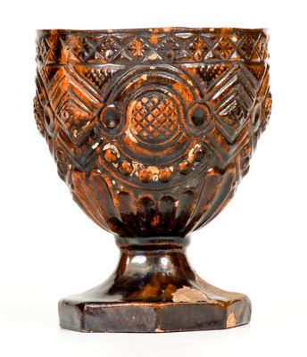 Exceedingly Rare and Important Redware Flowerpot attib. Heinrich Schaffner, Salem, NC