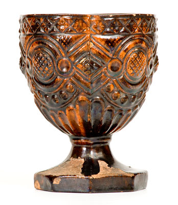 Exceedingly Rare and Important Redware Flowerpot attib. Heinrich Schaffner, Salem, NC