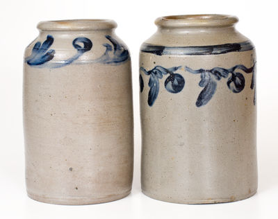Two One-Gallon Stoneware Jars attrib. Henry Harrison Remmey, Philadelphia, PA, c1830